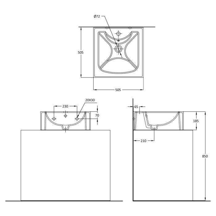 BODOR 1000 Off white wall hung wash basin