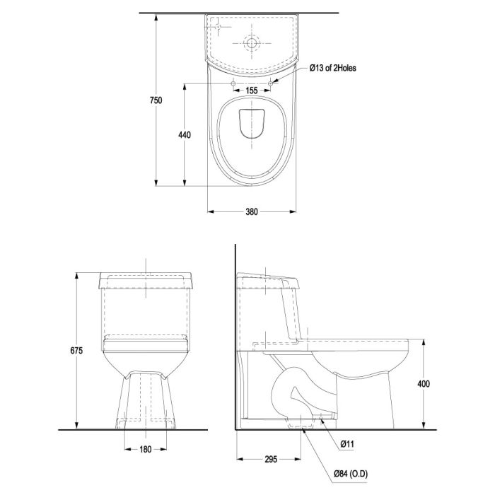 FLORA Water Closet 3L With Flushing Mech & Seat Cover (SCK4) - WHITE