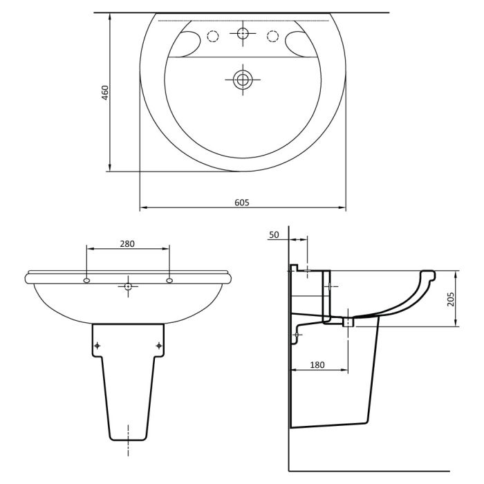 NOOR Wash Basin with Pedestal