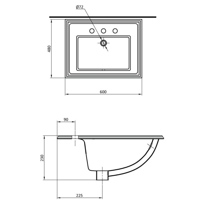 VANITY 900 Under Counter Top - OFF WHITE