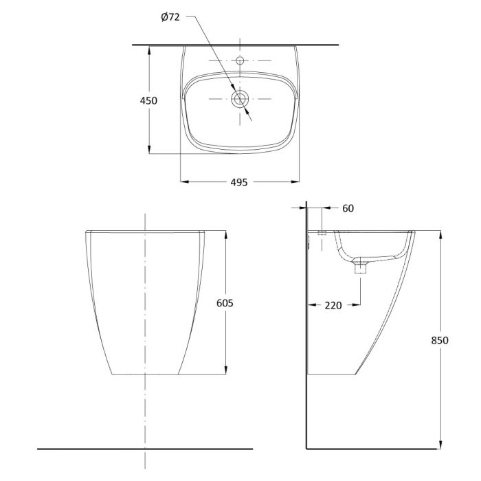 TYPE-A Wall Hung Wash Basin - OFF WHITE