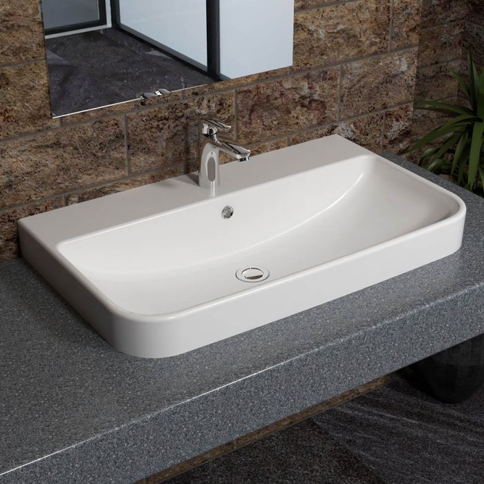 TYPE-B Over Counter Top Wash Basin - 80cms - OFF WHITE