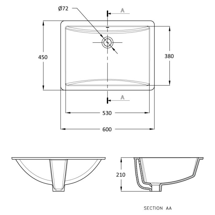 Under Counter Wash Basin - WHITE - TYPE-I