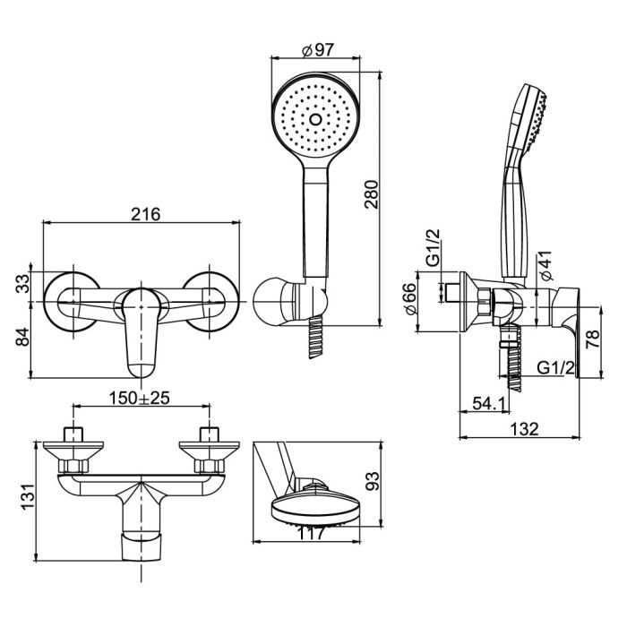 Shower Mixer Exposed COMO