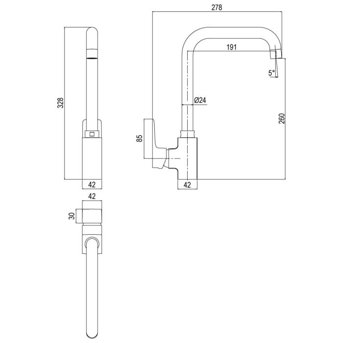 KITCHEN SINK MIXER - CUBIST 