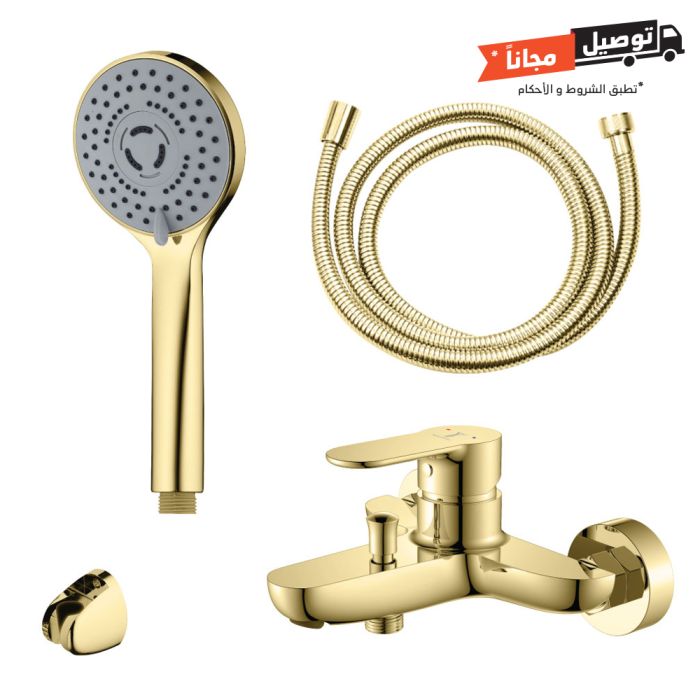  BATH MIXER RISE WITH HAND SHOWER GOLD