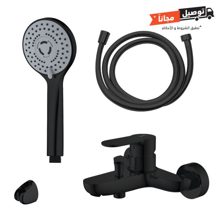 BATH MIXER RISE WITH HAND SHOWER BLACK