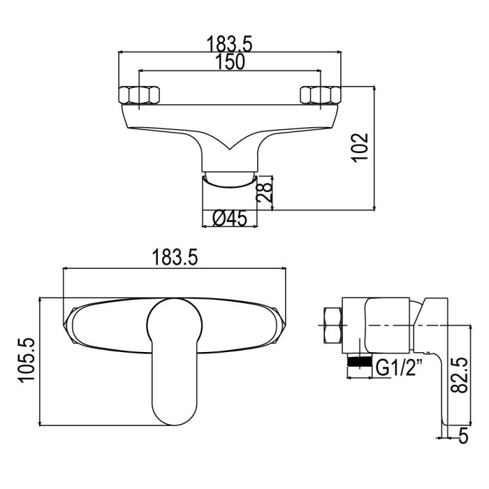 SHOWER MIXER RISE BLACK