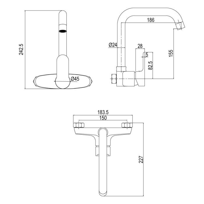 KITCHEN WALL SINK MIXER - RISE 