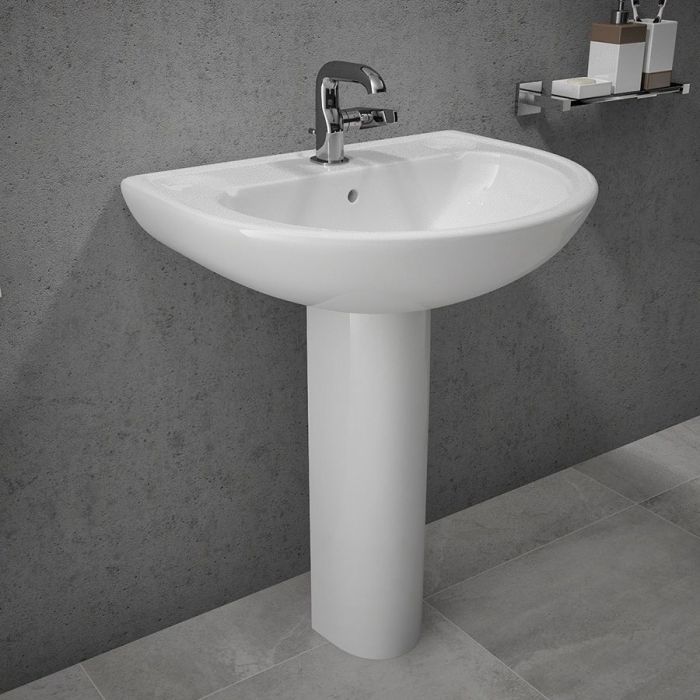 FLORA Wash Basin with Pedestal - White