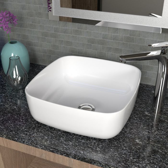 TYPE-E Over Counter Top Wash Basin - Square Shape - OFF WHITE