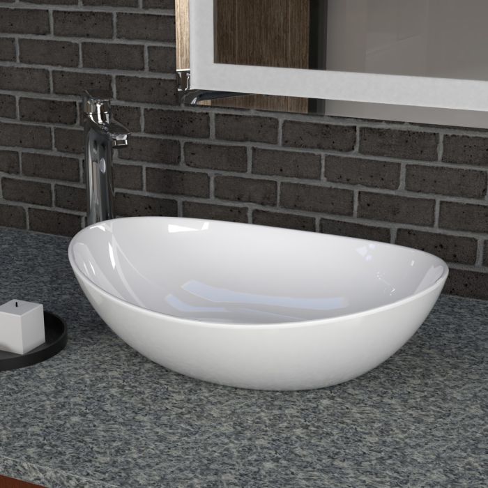 TYPE-F Over Counter Top Wash Basin - Oval Shape - OFF WHITE  