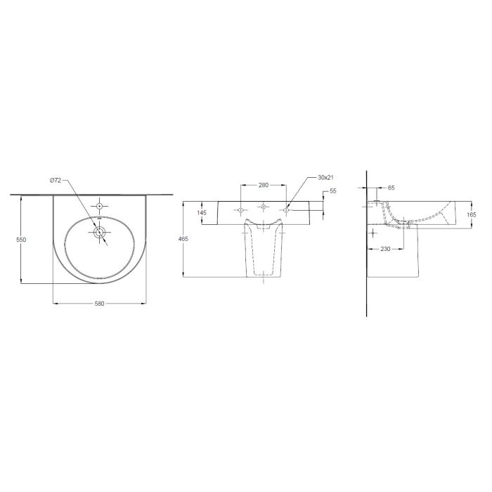 Type J Wash Basin and Pedestal