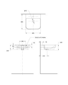 حوض مغسلة 48 سم - موديل ب راديوس 
