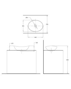 حوض مغسلة فوق الرف - موديل ف 
