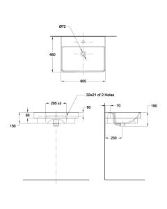 حوض مغسلة 60 سم  فوق الرف - موديل ز 
