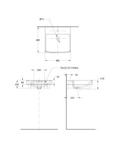 حوض مغسلة 48 سم - موديل ز 