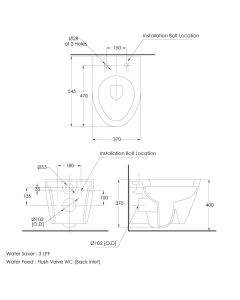 كرسي دورة مياه معلق أوركس - موديل ب 