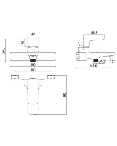 خلاط حوض استحمام - الخزف السعودي 