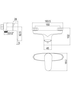 خلاط دش استحمام - الخزف السعودي 